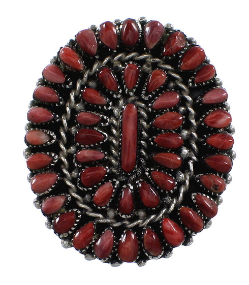 Sterling Silver And Red Oyster Shell Ring Size 6-3/4 HS42739